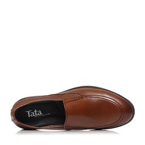 Tata/他她春季专柜同款棕色牛皮时尚绅士儒雅男皮鞋LU152AM6