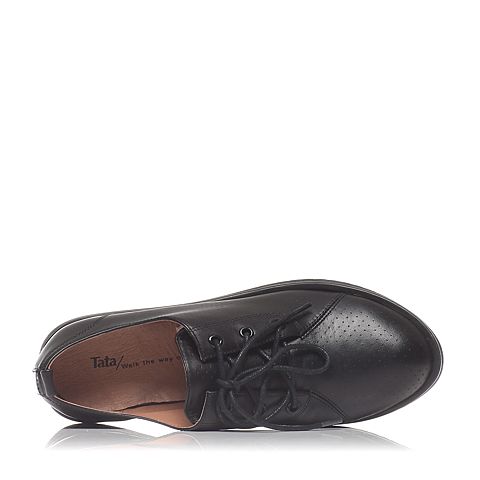 Tata/他她春季专柜同款黑色小牛皮女皮鞋2N922AM6