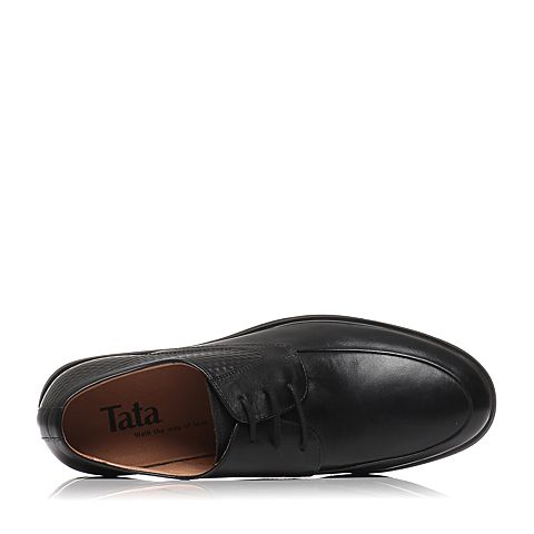 Tata/他她春季专柜同款黑色油蜡牛皮商务正装男单鞋F2028AM6