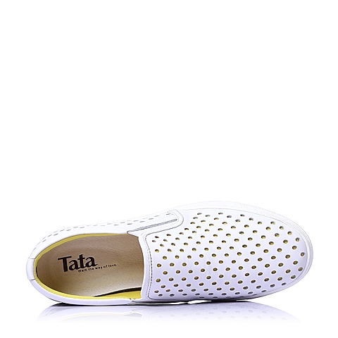 Tata/他她夏季白色牛皮时尚男单鞋B1105BM6