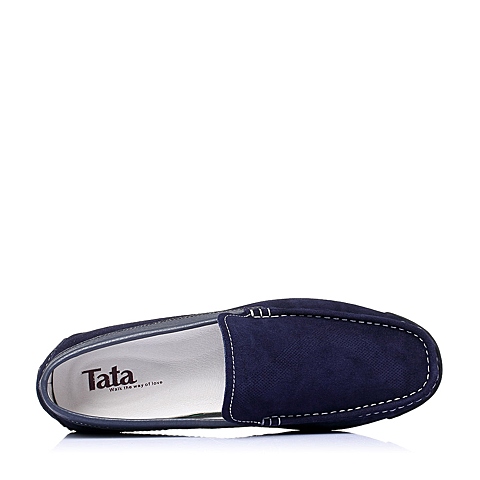 Tata/他她夏季蓝色磨砂牛皮时尚休闲男单鞋B1462BM6