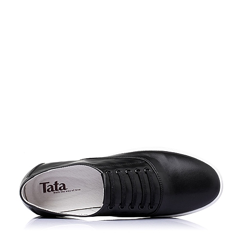 Tata/他她夏季黑色牛皮时尚休闲男单鞋B1232BM6