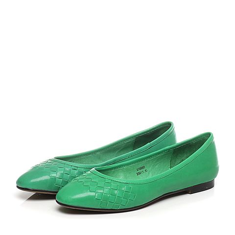 Tata/他她春季专柜同款绿色羊皮时尚休闲女单鞋U1001AQ6