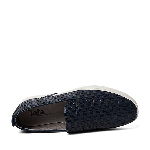 Tata/他她夏季专柜同款蓝色编织牛皮时尚休闲男单鞋U2571BM6