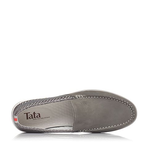 Tata/他她2016夏季专柜同款灰色牛皮革/织物男单鞋U254DBM6 专柜1