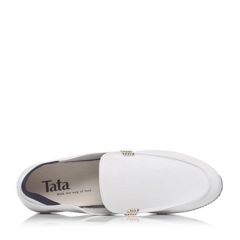 Tata/他她夏季专柜同款白色牛皮男单鞋F7620BM6