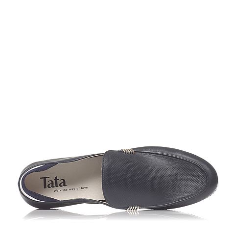 Tata/他她夏季专柜同款深兰色小牛皮男单鞋F7620BM6