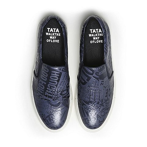 Tata/他她冬季专柜同款兰/深兰色羊皮男休闲鞋21F21DM6