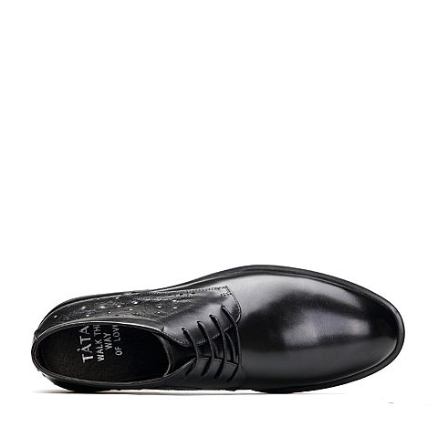 Tata/他她专柜同款黑色牛皮时尚商务男皮靴T4518DD7
