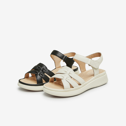 Tata/他她2024夏商场同款简约一字带凉鞋女软底凉鞋新款YEX01BL4