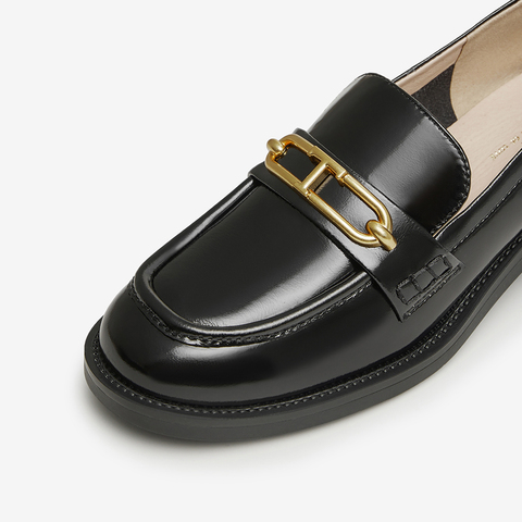 TATA/他她2024春商场同款时尚休闲简约圆头女乐福鞋新款7OT25AA4