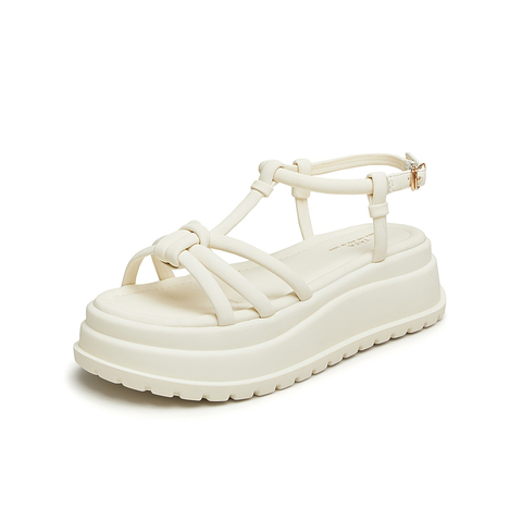 TATA/他她2024夏时尚简约百搭女厚底一字带凉鞋新款DWFU1BL4