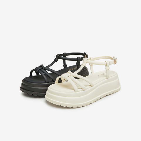 TATA/他她2024夏时尚简约百搭女厚底一字带凉鞋新款DWFU1BL4