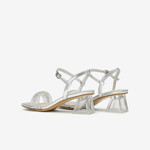 Tata/他她2024夏商场同款百搭简约一字带凉鞋女新款UFL01BL4