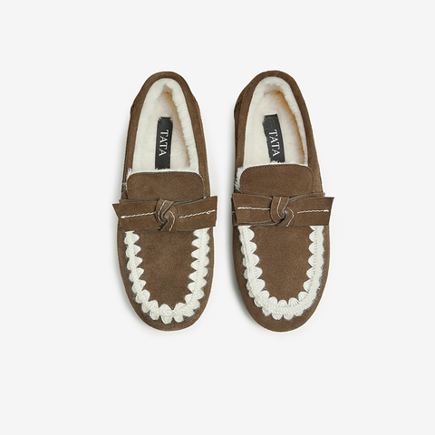 TATA/他她2024冬商场同款时尚休闲毛毛单鞋女新款DWBQ2DA4