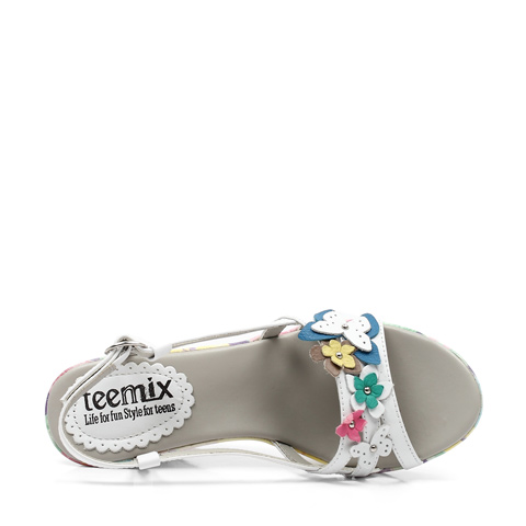 teenmix/天美意白色软牛皮女皮凉鞋（常青）CZR06BL1