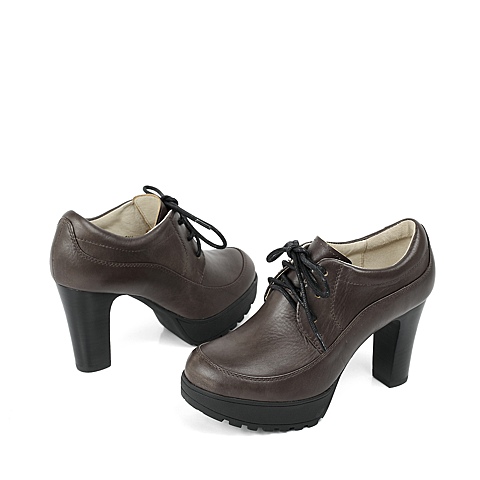 TEENMIX/天美意 及踝靴秋季复古简约粗跟及踝靴啡染擦色（常青）CXA27CM2