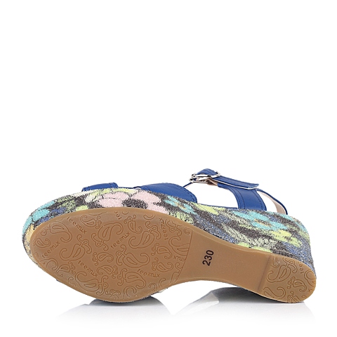 TEENMIX/天美意夏季专柜同款兰色绵羊皮女皮凉鞋6MC02BL3
