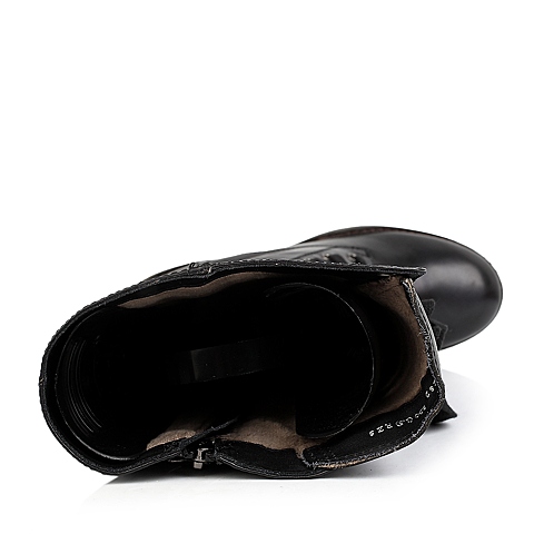 TEENMIX/天美意冬季专柜同款黑染擦色软牛皮女皮靴（绒里）6JH82DG3