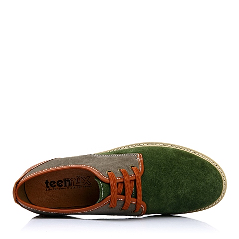 TEENMIX/天美意春季专柜同款绿色软面牛反绒男皮鞋1GX02AM4