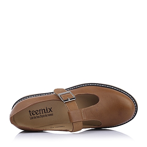 Teenmix/天美意黄色擦色牛皮6UI01AQ5女单鞋春季