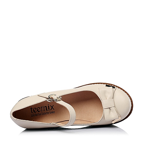 Teenmix/天美意春季专柜同款米色牛皮女单鞋6XV10AQ5