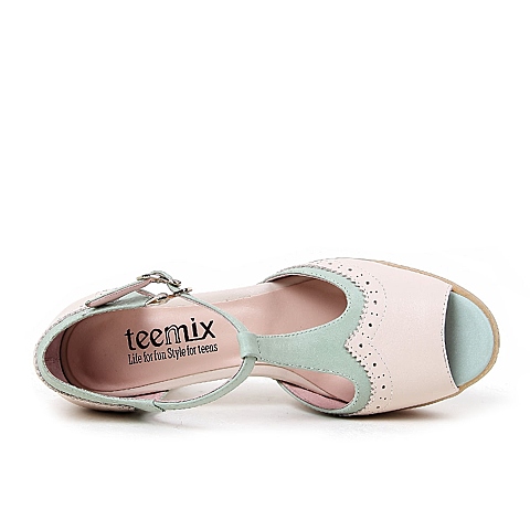 Teenmix/天美意春季专柜同款牛皮女凉鞋6QY35AK5