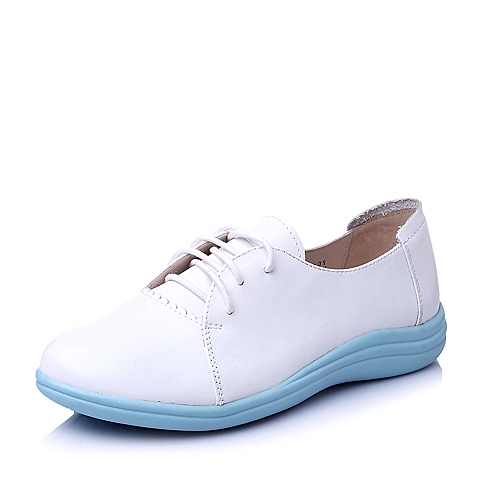 Teenmix/天美意春季专柜同款白色牛皮女皮鞋6DQ55AM5