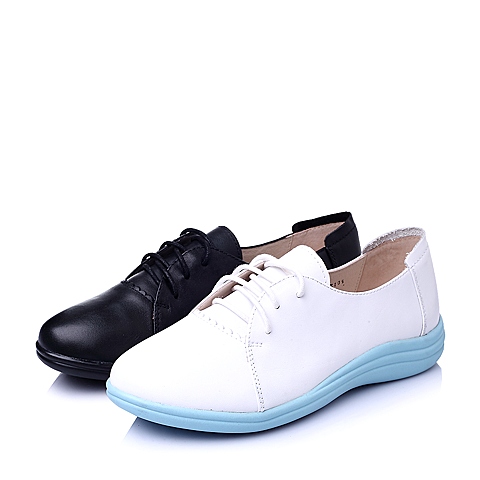 Teenmix/天美意春季专柜同款白色牛皮女皮鞋6DQ55AM5