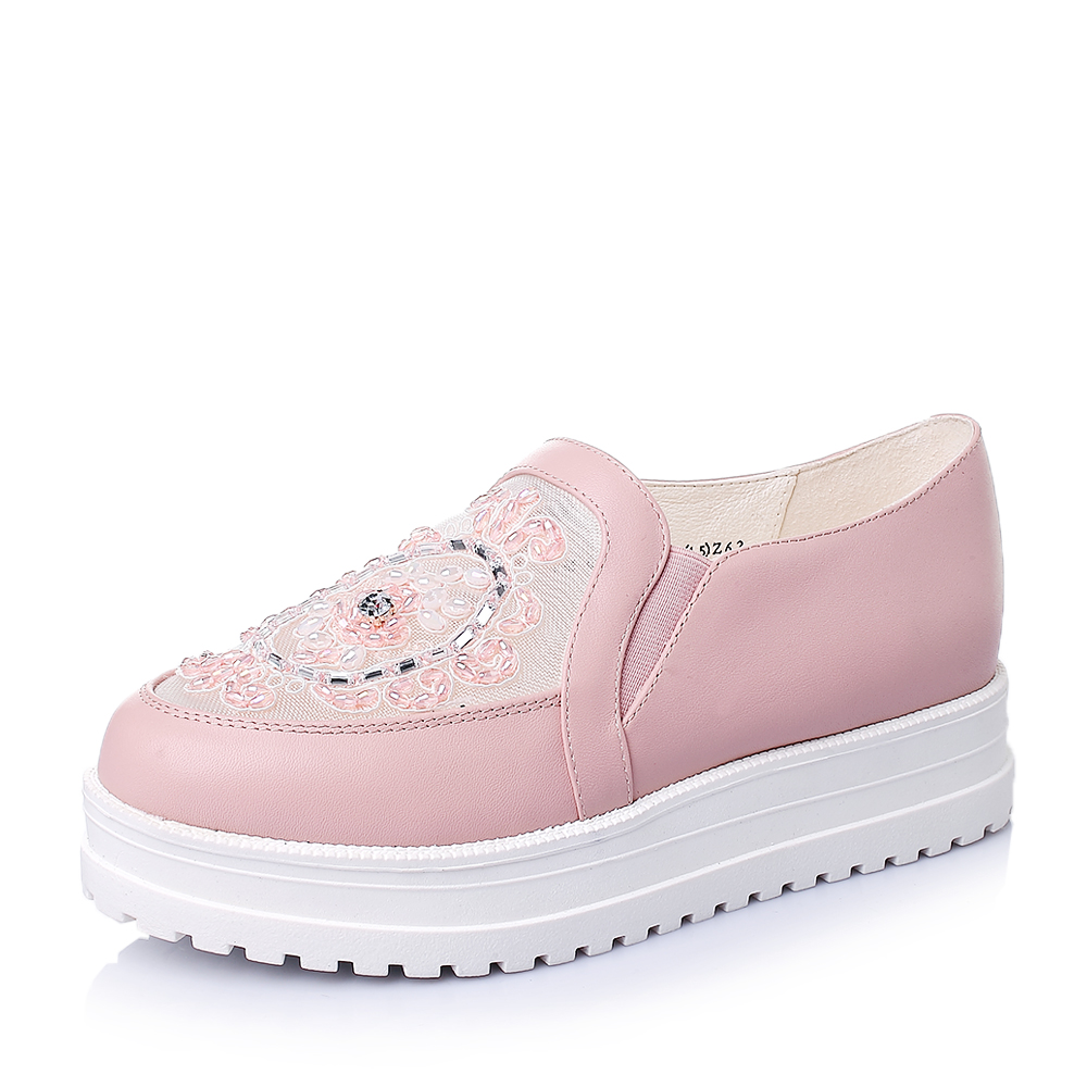 Teenmix/天美意春季专柜同款粉色牛皮女单鞋6RV46AM5