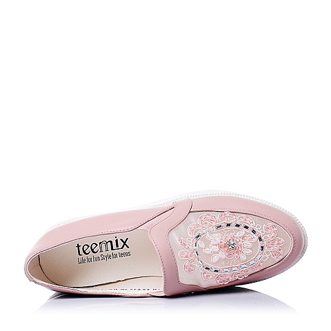 Teenmix/天美意春季专柜同款粉色牛皮女单鞋6RV46AM5