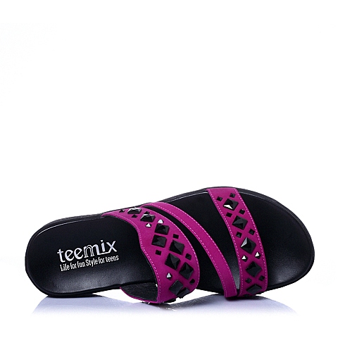 Teenmix/天美意夏季专柜同款桃红色牛皮女鞋6ZA04BT5