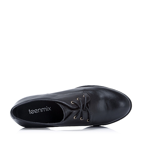 Teenmix/天美意秋季专柜同款黑-牛皮革女单鞋6VF22CM5