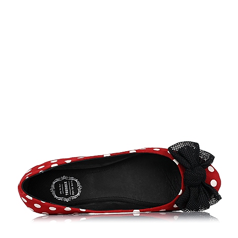 Teenmix/天美意秋季专柜同款红色羊绒皮女单鞋AK91DCQ5