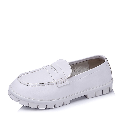 Teenmix/天美意秋季专柜同款白色牛皮女皮鞋AK92DCQ5