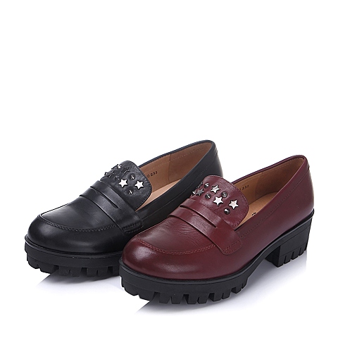 Teenmix/天美意秋季专柜同款红色牛皮女单鞋6SC29CM5