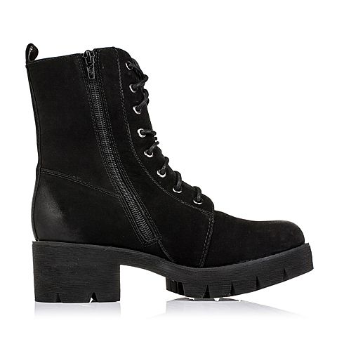 Teenmix/天美意冬季专柜同款黑色磨砂牛皮女靴6D161DZ5