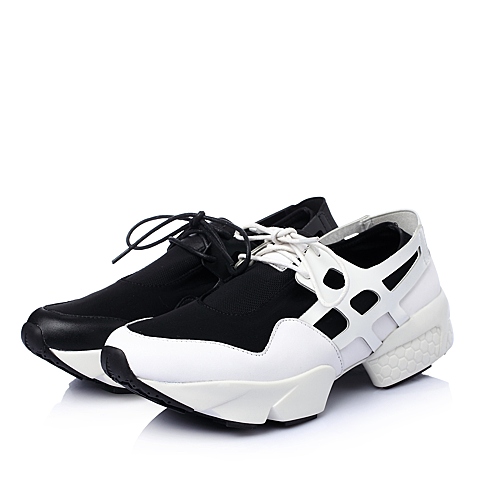 Teenmix/天美意秋季专柜同款白色牛皮革/弹力布女单鞋YAK26CM5
