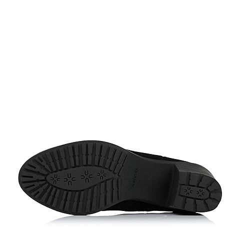 Teenmix/天美意冬季专柜同款黑色二层牛皮女靴（皮里）6VF45DD5