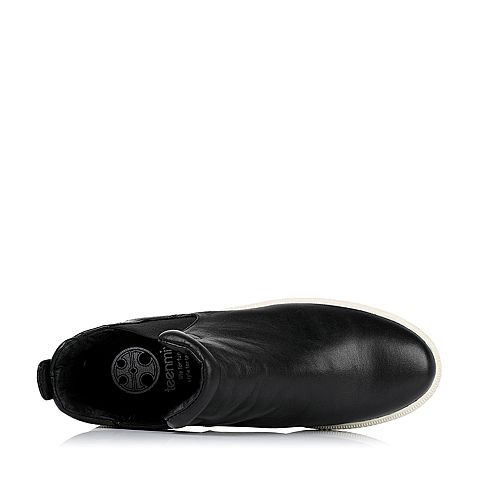 Teenmix/天美意冬季专柜同款黑色牛皮革女皮靴6WG42DD5