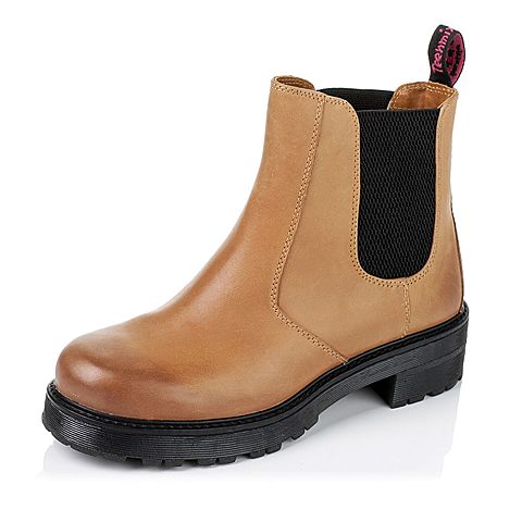 Teenmix/天美意冬季专柜同款棕色打蜡牛皮女靴6WL40DD5