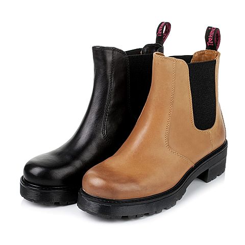 Teenmix/天美意冬季专柜同款棕色打蜡牛皮女靴6WL40DD5