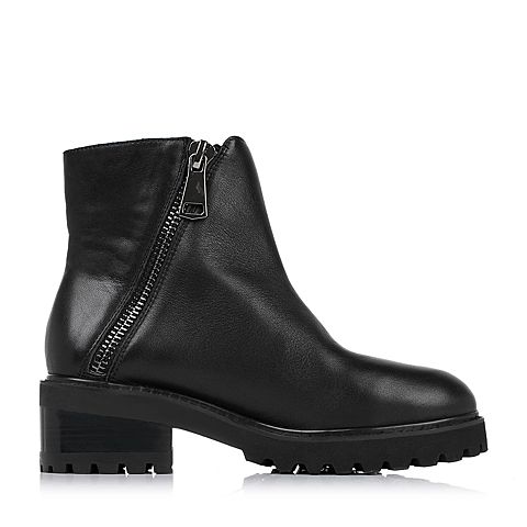 Teenmix/天美意冬季专柜同款黑色牛皮女靴（皮里）AL63HDD5