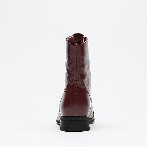Teenmix/天美意冬季专柜同款枣红色羊皮女短靴（绒里）AL69HDD5