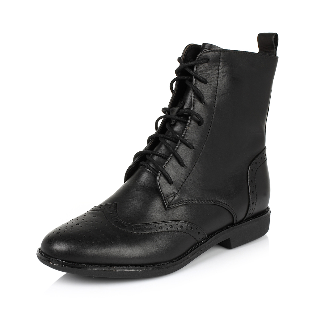 Teenmix/天美意冬季专柜同款黑色牛皮女靴（绒里）6D460DZ5