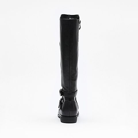 Teenmix/天美意冬季专柜同款黑色牛皮女长靴（南）6D480DG5