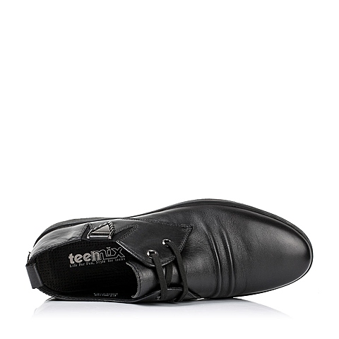 Teenmix/天美意秋季专柜同款黑色牛皮男单鞋1RL01CM5