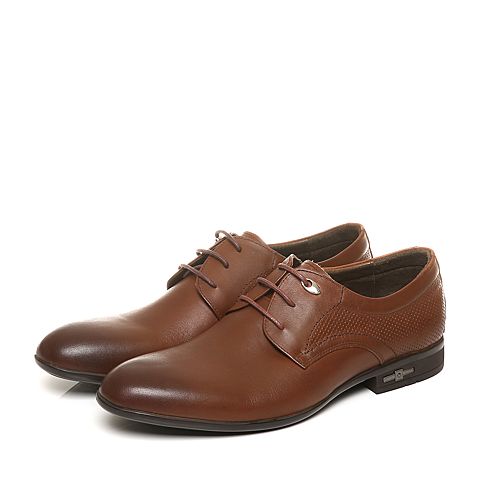 Teenmix/天美意夏季专柜同款棕色牛皮商务系带鞋男单鞋1PN01BM5