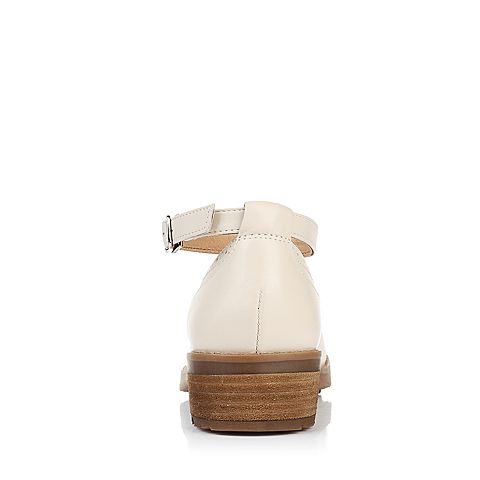 Teenmix/天美意春季专柜同款米白色牛皮复古玛丽珍女单鞋6JH01AQ6