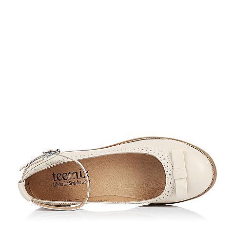 Teenmix/天美意春季专柜同款米白色牛皮复古玛丽珍女单鞋6JH01AQ6